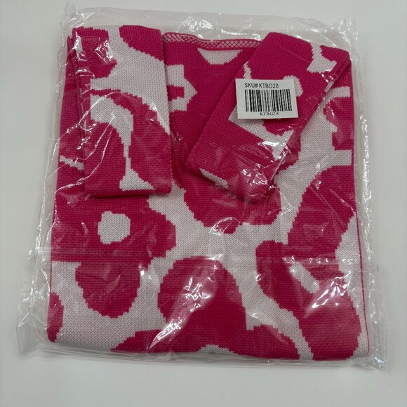 Wrist Tote Bag - 100% Polyester- Hot Pink/ White Daisies - NWT - Picture 8 of 8